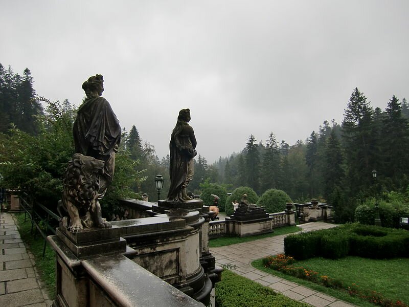 Statues in the garden of Peles Castle