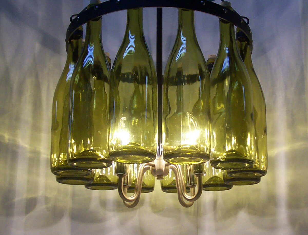 CHANDELIER MADE OF WINE BOTTLES